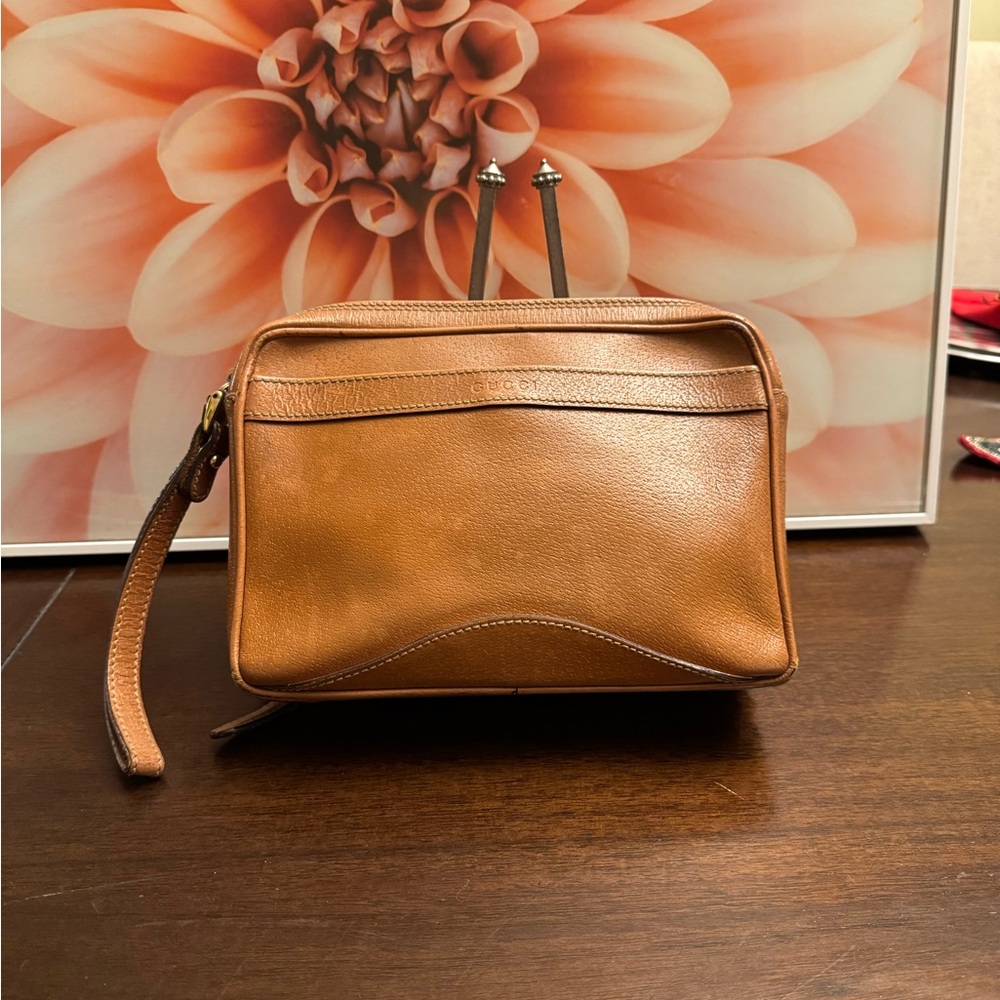 Gucci Tan Leather Travel Pouch